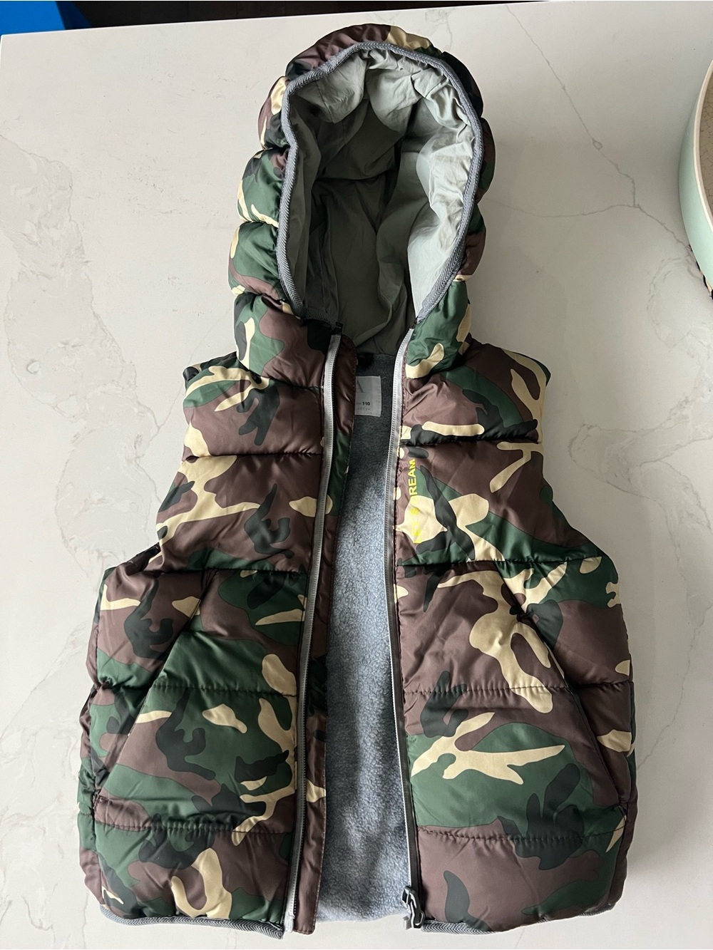 Zara Kids Green Camouflage Lined Vest